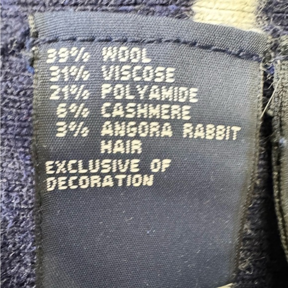 Tommy Hilfiger Blue Striped Wool Cashmere Angora Rabbit Hair Vneck Sweater Large - Picture 10 of 11